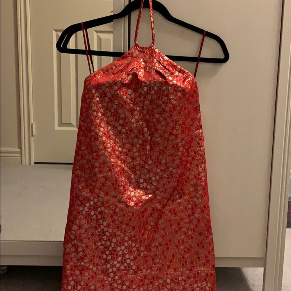NWOT y2k Kate Moss X Topshop gold halter dress XS petite fit